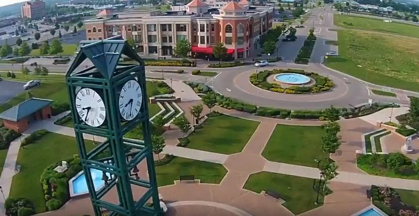 West Chester Central Business District Clock Tower Ariel View